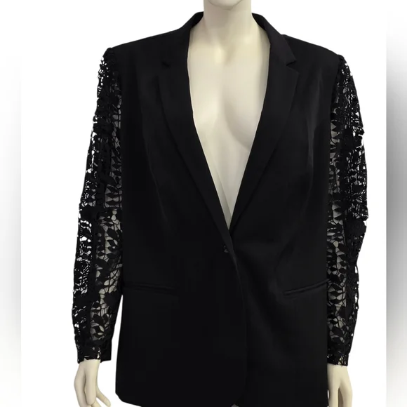 Jessica London Black Lace Blazer Suit Jacket - Picture 2 of 10